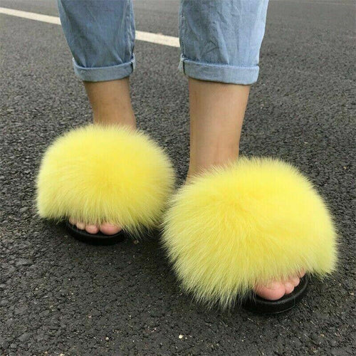 Women indoor/outdoor Luxury Plush Fluffy Faux Fur  Flip Flop Slippers freeshipping - Tyche Ace