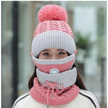 Load image into Gallery viewer, Women Knitted Beanie Set- Scarf, Mask, Winter Set freeshipping - Tyche Ace
