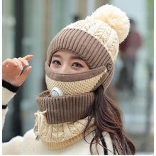 Load image into Gallery viewer, Women Knitted Beanie Set- Scarf, Mask, Winter Set freeshipping - Tyche Ace
