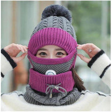 Load image into Gallery viewer, Women Knitted Beanie Set- Scarf, Mask, Winter Set freeshipping - Tyche Ace
