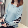 Women Knitted Hollow Out Mesh Patchwork Long Sleeve Casual Sweatshirt freeshipping - Tyche Ace