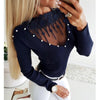 Women Knitted Lace Patchwork Slim Fit Tops freeshipping - Tyche Ace