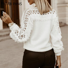 Load image into Gallery viewer, Women Lace Lantern Long Sleeve Sweatshirt freeshipping - Tyche Ace
