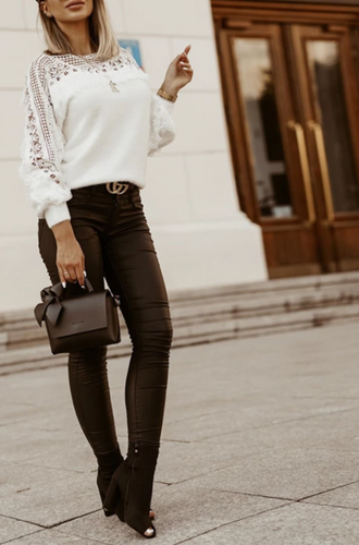 Women Lace Lantern Long Sleeve Sweatshirt freeshipping - Tyche Ace
