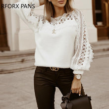 Load image into Gallery viewer, Women Lace Lantern Long Sleeve Sweatshirt freeshipping - Tyche Ace
