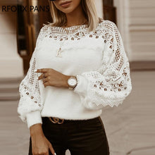 Load image into Gallery viewer, Women Lace Lantern Long Sleeve Sweatshirt freeshipping - Tyche Ace
