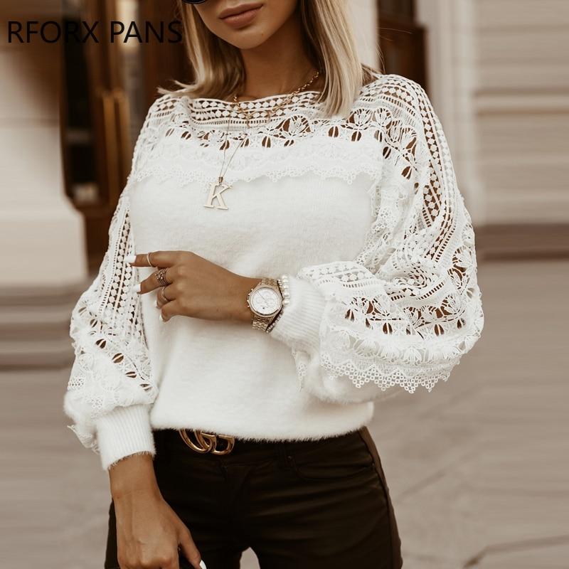 Women Lace Lantern Long Sleeve Sweatshirt freeshipping - Tyche Ace