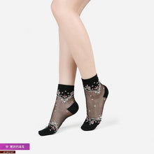Load image into Gallery viewer, Women Lace Soft  Sheer Silk Elastic Mesh Knit Frill Trim Socks freeshipping - Tyche Ace
