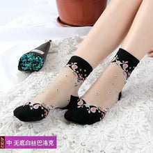 Load image into Gallery viewer, Women Lace Soft  Sheer Silk Elastic Mesh Knit Frill Trim Socks freeshipping - Tyche Ace
