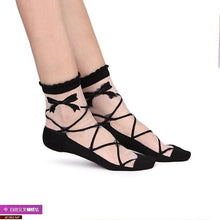 Load image into Gallery viewer, Women Lace Soft  Sheer Silk Elastic Mesh Knit Frill Trim Socks freeshipping - Tyche Ace
