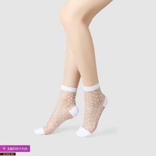 Load image into Gallery viewer, Women Lace Soft  Sheer Silk Elastic Mesh Knit Frill Trim Socks freeshipping - Tyche Ace
