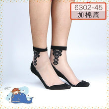 Load image into Gallery viewer, Women Lace Soft  Sheer Silk Elastic Mesh Knit Frill Trim Socks freeshipping - Tyche Ace

