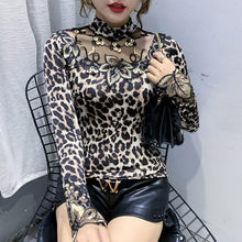 Load image into Gallery viewer, Women Leopard Print Lace Embroidered Long Sleeve Top freeshipping - Tyche Ace
