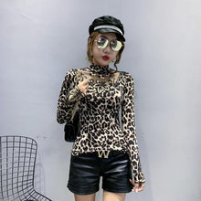 Load image into Gallery viewer, Women Leopard Print Lace Embroidered Long Sleeve Top freeshipping - Tyche Ace
