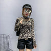 Women Leopard Print Lace Embroidered Long Sleeve Top freeshipping - Tyche Ace