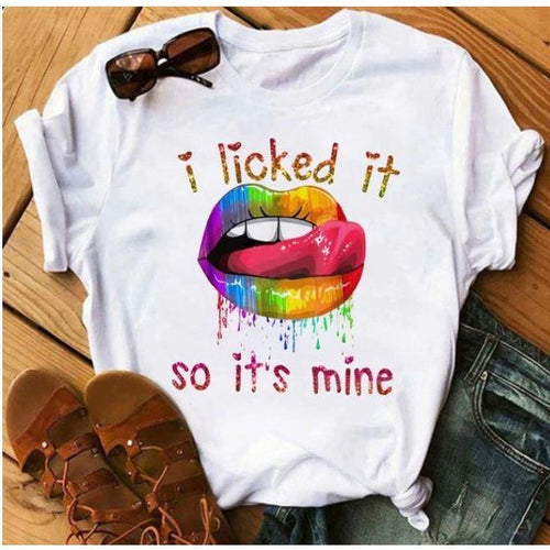 Women  Lips Print Fashionable Stylish Lips T Shirts freeshipping - Tyche Ace