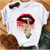 Women  Lips Print Fashionable Stylish Lips T Shirts freeshipping - Tyche Ace