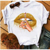 Women  Lips Print Fashionable Stylish Lips T Shirts freeshipping - Tyche Ace