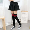 Women Long Warm Thigh High Striped Trim Top Stockings freeshipping - Tyche Ace
