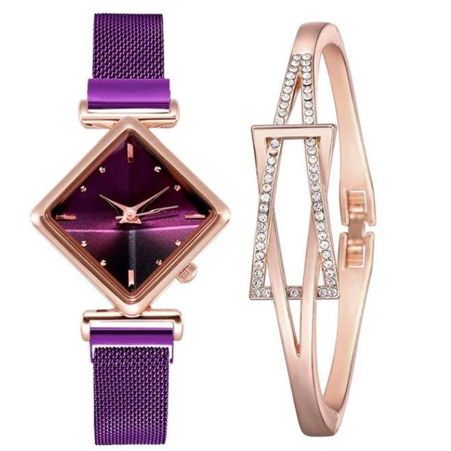 Women Magnet Buckle Gradient Colour Square Quartz Watches FREE + Shipping freeshipping - Tyche Ace