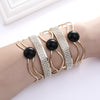 Women Maxi Wide Opening Smooth Metal Resin Mosaic Crystal Bracelet freeshipping - Tyche Ace