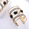 Women Maxi Wide Opening Smooth Metal Resin Mosaic Crystal Bracelet freeshipping - Tyche Ace