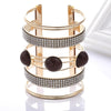 Women Maxi Wide Opening Smooth Metal Resin Mosaic Crystal Bracelet freeshipping - Tyche Ace