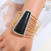 Women Maxi Wide Opening Smooth Metal Resin Mosaic Crystal Bracelet freeshipping - Tyche Ace