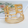 Women Maxi Wide Opening Smooth Metal Resin Mosaic Crystal Bracelet freeshipping - Tyche Ace