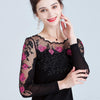 Women Mesh Rhinestones Embroidered Long sleeve Top freeshipping - Tyche Ace