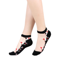 Load image into Gallery viewer, Women Mixed Fibre Crystal Silk Lace Mesh Fishnet Transparent Stretch Socks freeshipping - Tyche Ace
