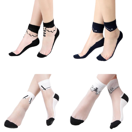 Women Mixed Fibre Lace Mesh Fishnet Transparent Socks freeshipping - Tyche Ace