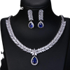 Women Multicolour Elegant Cubic Zircon Necklace Earrings Set freeshipping - Tyche Ace