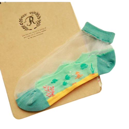 Women Ocean Series Sheer Mesh Silk Ultra-Thin Transparent Lace Socks freeshipping - Tyche Ace