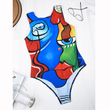 Load image into Gallery viewer, Women One Piece Stylish Cartoon Print Design Backless Swimsuit freeshipping - Tyche Ace

