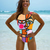 Women One Piece Stylish Cartoon Print Design Backless Swimsuit freeshipping - Tyche Ace