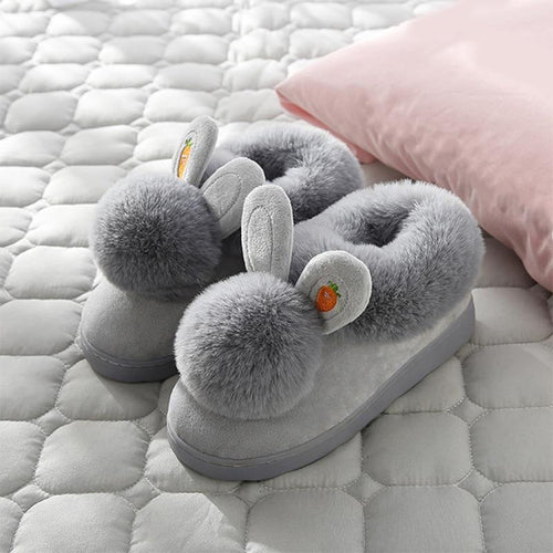 Women Rabbit Indoor Soft Faux Fur Plush Slippers freeshipping - Tyche Ace