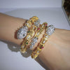 Women Red Green Eyes Gold Opening Snake Zircon Bracelet freeshipping - Tyche Ace