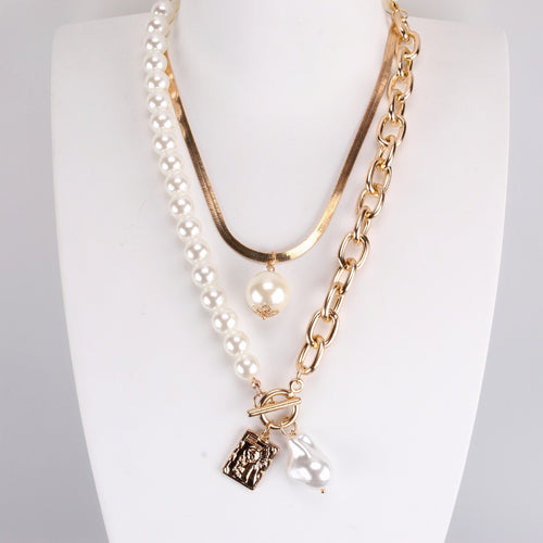Women Retro Geometric Baroque Pearl Pendant Necklaces freeshipping - Tyche Ace