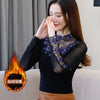 Women Rhinestone Hollowed Cut Out Embroidered Long Sleeve Blouse freeshipping - Tyche Ace