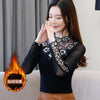 Women Rhinestone Hollowed Cut Out Embroidered Long Sleeve Blouse freeshipping - Tyche Ace