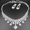 Women Rhinestone Silver Plated Necklace Earrings Sets freeshipping - Tyche Ace
