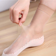 Load image into Gallery viewer, Women Silk Transparent Thin Soft Non-Slip Bottom Splice Socks freeshipping - Tyche Ace
