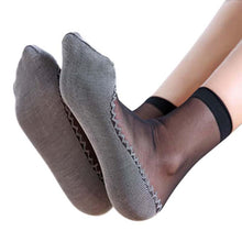 Load image into Gallery viewer, Women Silk Transparent Thin Soft Non-Slip Bottom Splice Socks freeshipping - Tyche Ace
