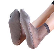 Load image into Gallery viewer, Women Silk Transparent Thin Soft Non-Slip Bottom Splice Socks freeshipping - Tyche Ace
