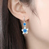 Women Sterling Silver Crystal Long Tassel Flower Hook Earrings freeshipping - Tyche Ace
