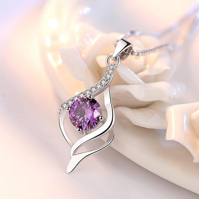 Women Sterling Silver Crystal Pendant Necklaces freeshipping - Tyche Ace