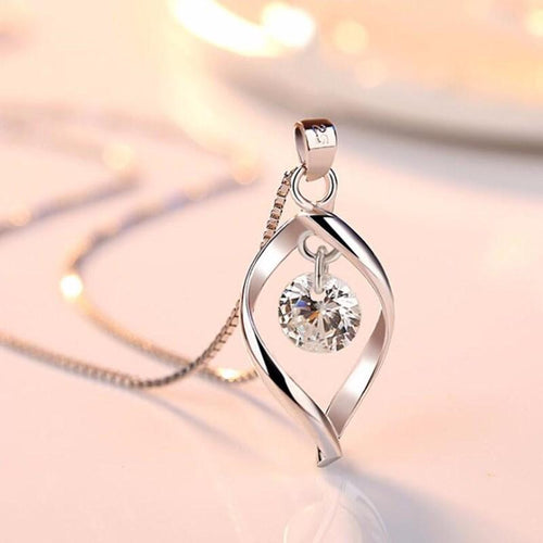 Sterling Silver Crystal Retro Pendant Necklace freeshipping - Tyche Ace
