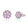 Women Sterling Silver Pink Clear Zircon Flower Necklace Earrings Bracelet Set freeshipping - Tyche Ace