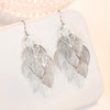 Women Sterling Silver Retro Hollow Maple Leaf Long Tassel Earrings freeshipping - Tyche Ace